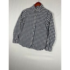 GAP Lightweight Fitted Boyfriend Button Down Women S Navy Gingham Long Sleeve